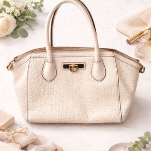 DKNY Ivory Textured Leather Satchel